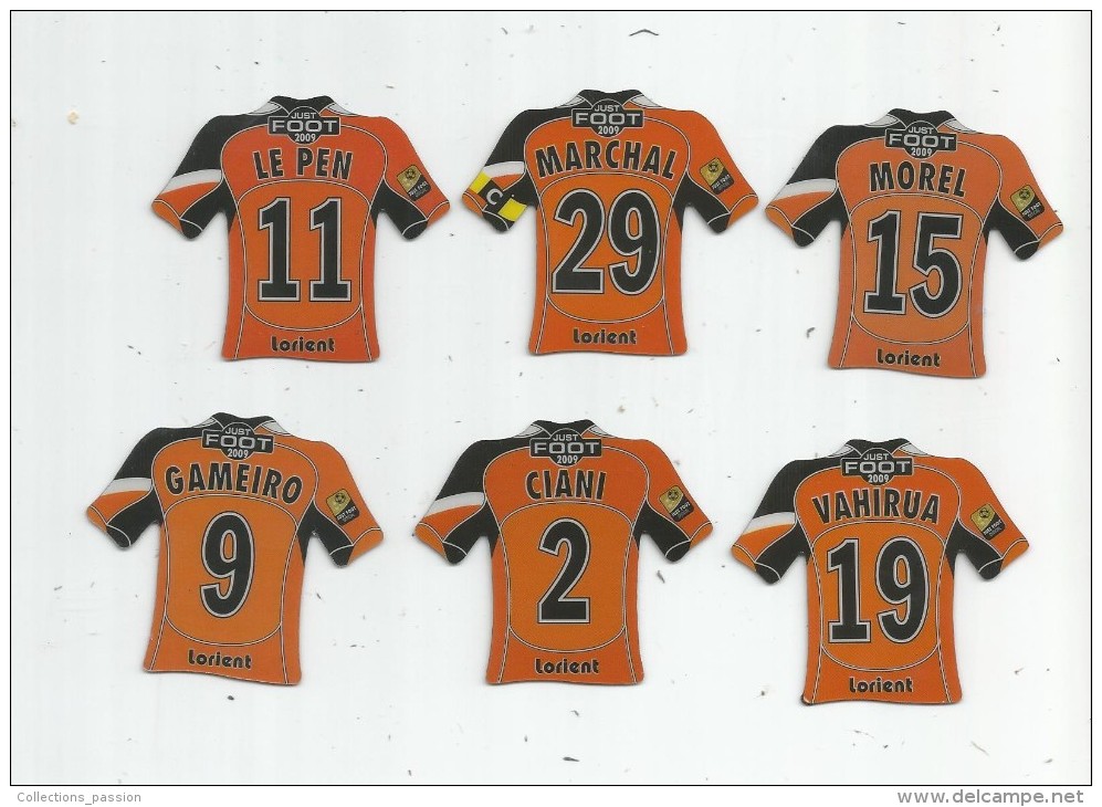 MAGNET , SPORT , FOOTBALL , Maillot équipe De LORIENT , Just Foot , 2009 , LOT DE 6 MAGNETS - Deportes