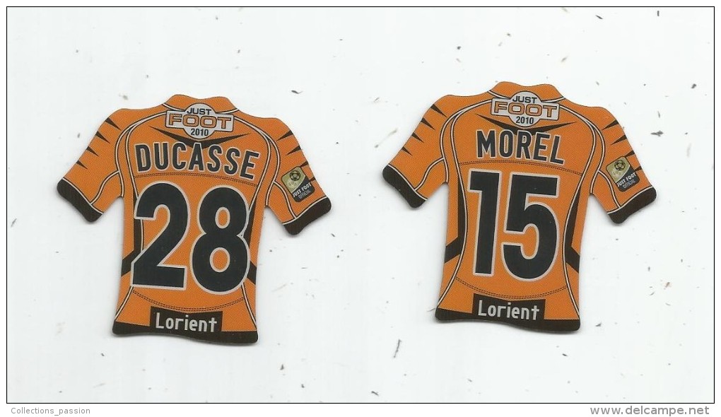 MAGNET , SPORT , FOOTBALL , Maillot équipe De LORIENT , Just Foot , 2010 , LOT DE 2 MAGNETS - Sport