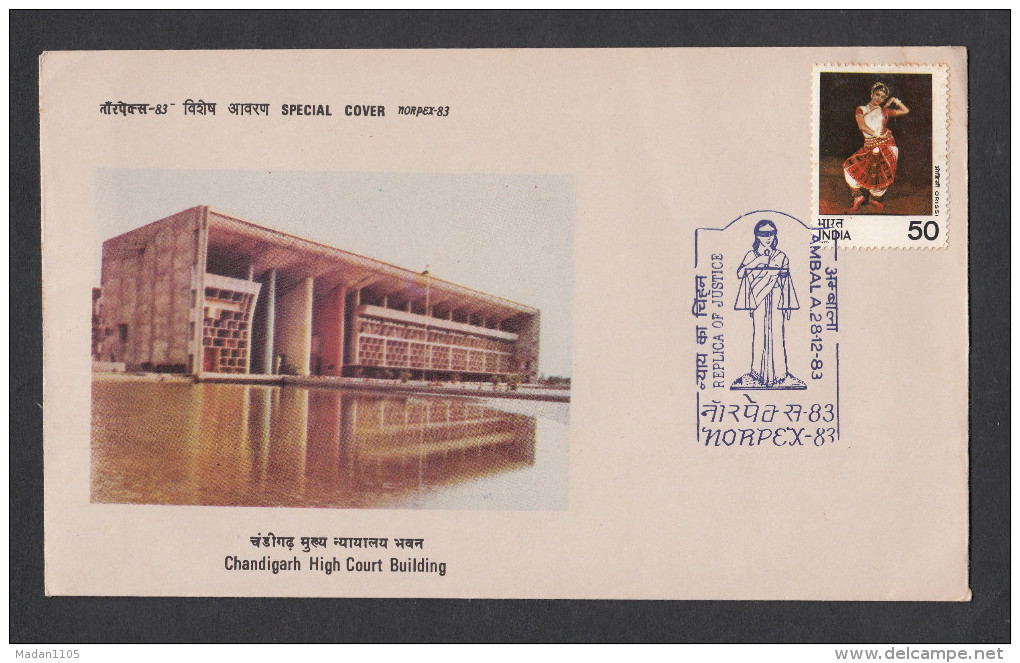 INDIA, 1983, SPECIAL COVER,  NORPEX, Chandigarh High Court Building,   Ambala  Cancelled - Covers & Documents