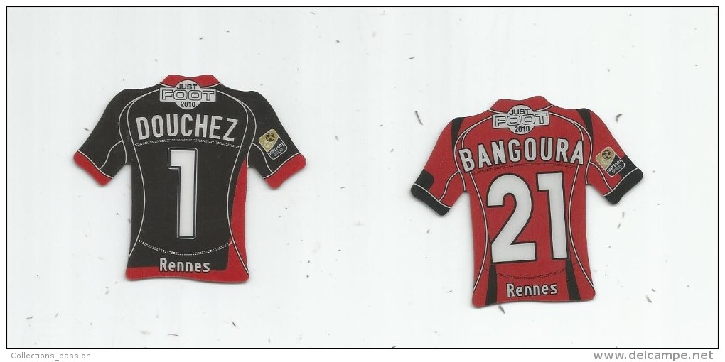 MAGNET , SPORT , FOOTBALL , Maillot équipe De RENNES , Just Foot , 2010 , LOT DE 2 MAGNETS - Sport