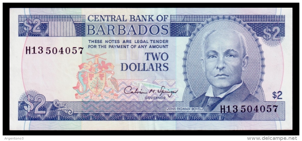 Barbados 2 Dollars 1993 P.42 XF+ - Barbades