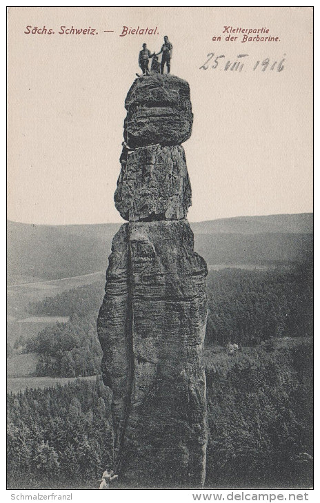 AK Sächsische Schweiz Bielatal Kletterer Barbarine Pfaffenstein Klettern Felsen Bei Königstein Pfaffendorf Rosenthal - Rosenthal-Bielatal