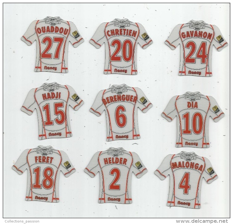 MAGNET , SPORT , FOOTBALL , Maillot équipe De MANCY , Just Foot , 2009 , LOT DE 9 MAGNETS - Sports