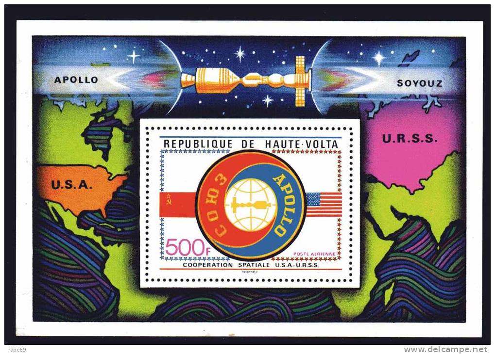 Haute Volta B.F. N° 5 AG  XX  Coopération Spatiale USA-URSS ,  Le  Bloc Sans Charnière TB - Upper Volta (1958-1984)