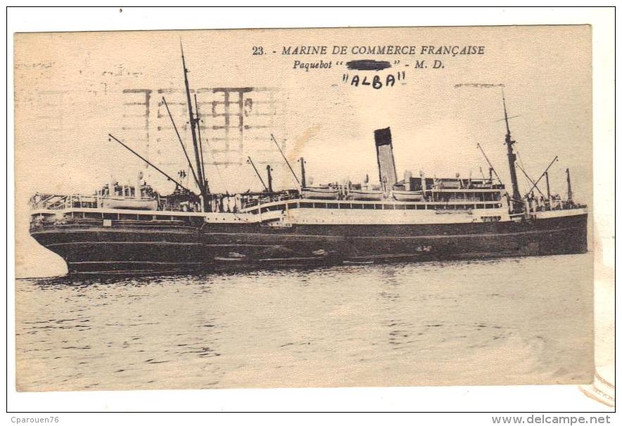 CPA BATEAU Paquebot  " Alba "  Compagnie Sud Atlantique T.S.Fà Bord Cliché M.D Marcel Delmoy - Steamers