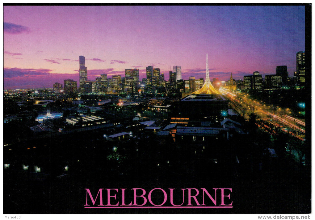 MELBOURNE    SKYLINE  AT  SUNSET       11,5X17      (VIAGGIATA) - Melbourne