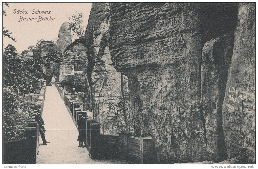 AK Sächsische Schweiz Basteibrücke Felsen Bastei Bei Rathen Wehlen Rathewalde Uttewalde Hohnstein Lohmen Pirna Schandau - Bastei (sächs. Schweiz)