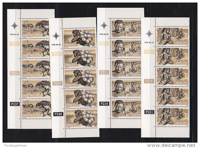 SOUTH WEST AFRICA, 1978, MNH Controls Strips, Bushmen, M 444-447 - South West Africa (1923-1990)