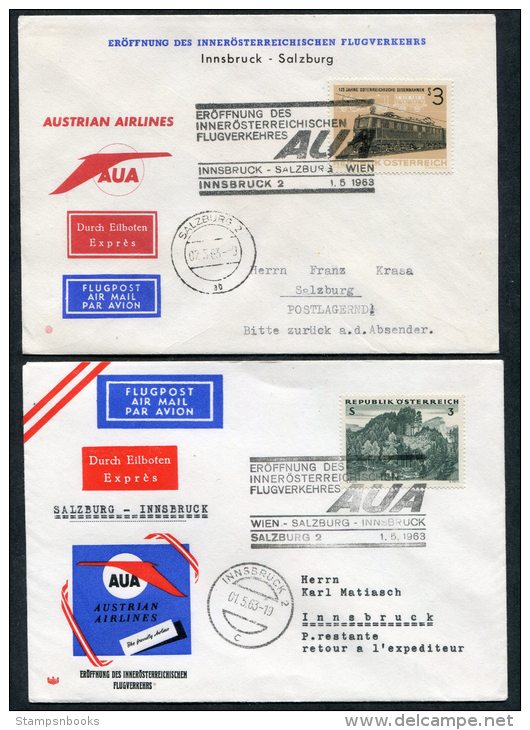 1963 Austria Innsbruck / Salzburg Austrian Airlines First Flight Covers (2) - Other & Unclassified