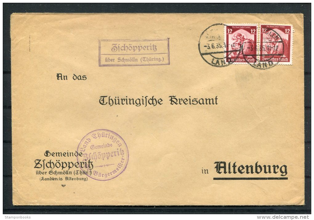 1935 DR Landpost Stempel Brief Thuring. Zichopperitz Uber Schmolln Alltenburg - Briefe U. Dokumente