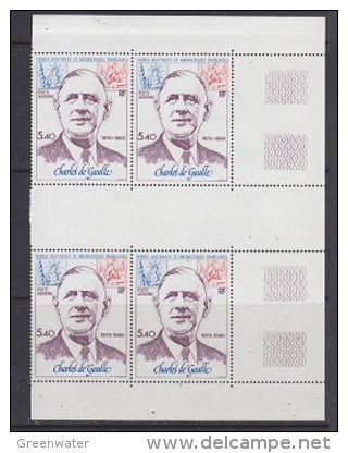 TAAF 1980 Charles De Gaulle 1v 2x Gutter ** Mnh (F4314A) - Airmail