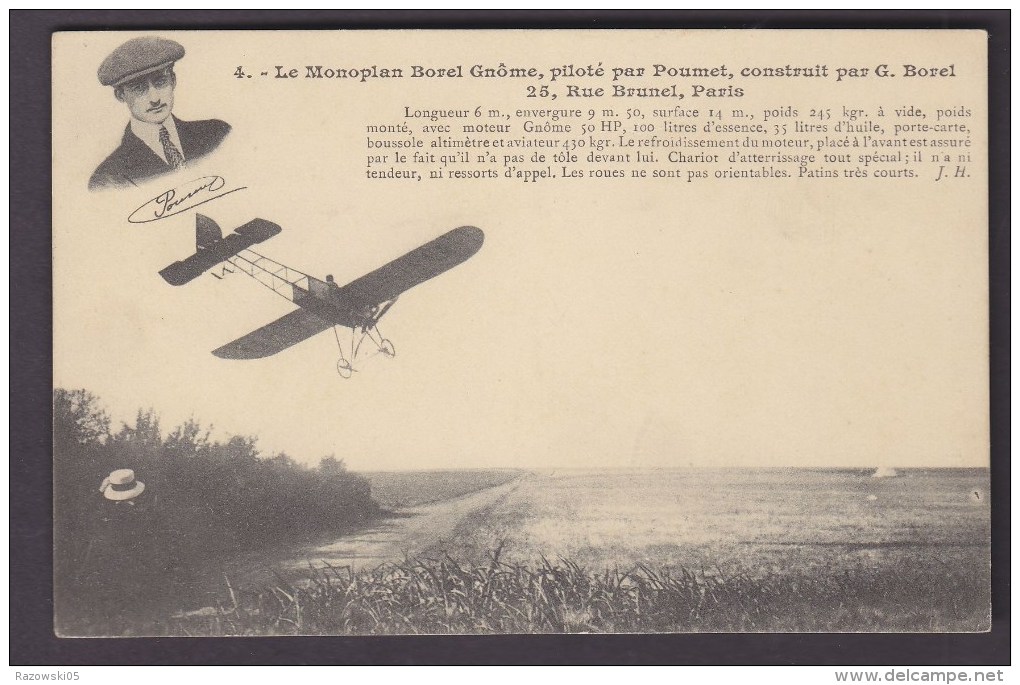 CP CARTE POSTALE FRANCE. AVION. AVIATION........BOREL GNOME POUMET - ....-1914: Vorläufer