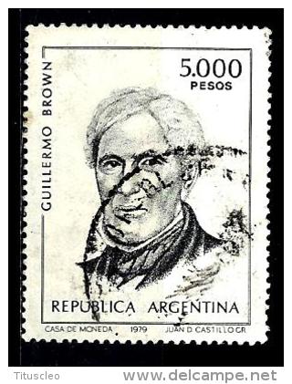 ARGENTINE 1212°  5000p Noir Amiral Guillermo Brown (10% De La Cote + 0,25€) - Used Stamps