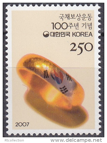 Sourth Korea 2007  Sourth Korea 2007 100th Anniv National Debt Repayment Movement Korean Flag Celebratios Gold Stamp MNH - Other & Unclassified