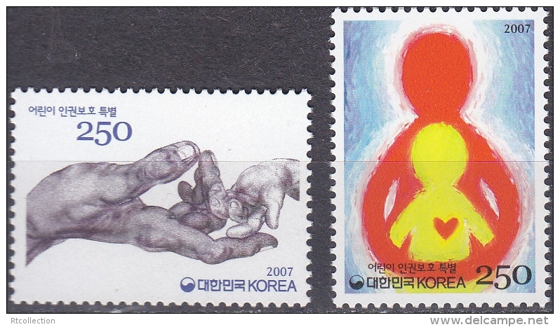 Sourth Korea 2007 - One Set Of 2 Protecting Children's Human Rights Special Child Youth Hands Hand Stamps MNH - Other & Unclassified