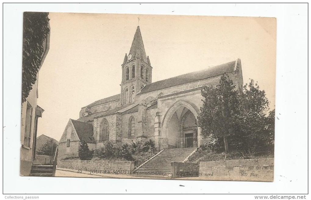 Cp , 95 , JOUY LE MOUTIER , L'église , Côté Nord , Vierge - Jouy Le Moutier