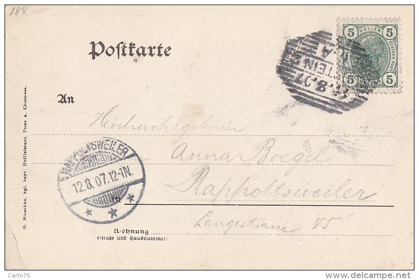 Autriche - Kufstein - Vorderkaiserfelden / Postmarked 1907 Kustein Rappoltsweiler Ribeauvillé - Kufstein