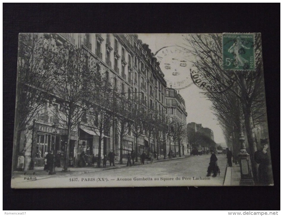 PARIS (20e Arrdt.) - Avenue Gambette Au Square Du Père Lachaise - Voyagée Le 17 Mai 1916 - Arrondissement: 20