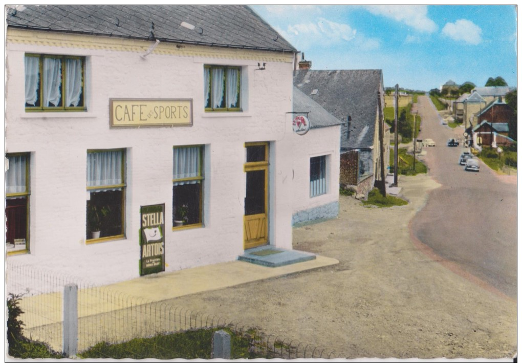 CP 59 HESTRUD LA  ROUTE DE BEAUMONT CAFE DES SPORTS - Autres & Non Classés