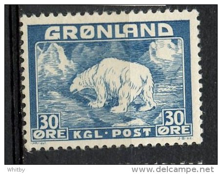 Greenland 1938 30o Polar Bear Issue #7  MH - Neufs