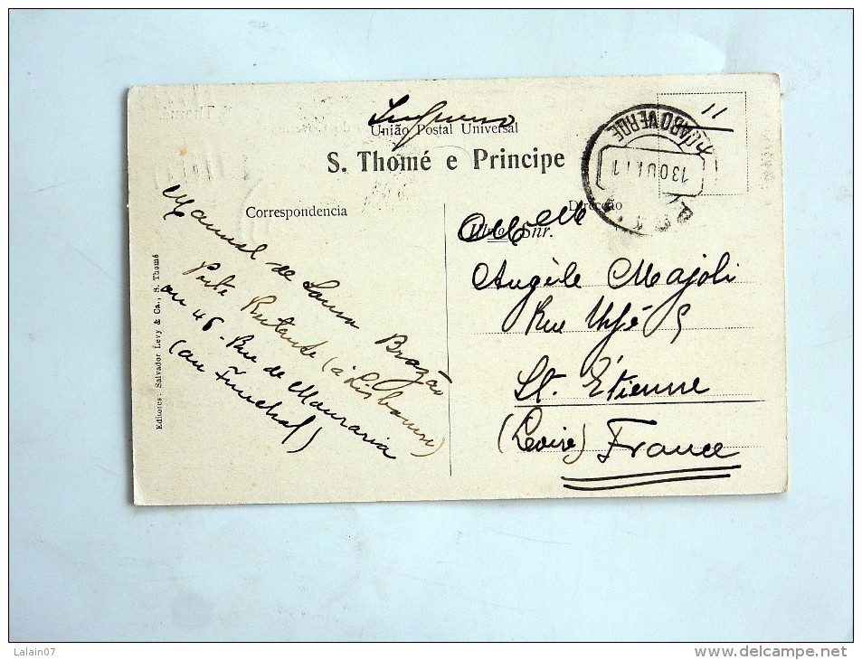 Carte Postale Ancienne : SAO TOME, SÃO TOMÉ : Palacio Do Governo, 2 Selos 1911 - Sao Tome And Principe