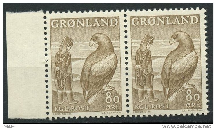 Greenland 1957 80o Girl And Eagle Issue #44 Pair  MNH - Neufs