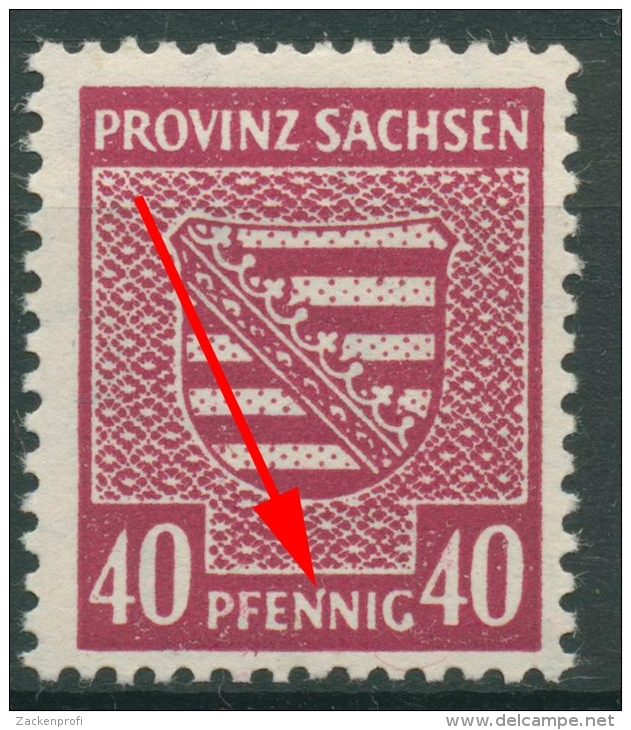 SBZ Provinz Sachsen 1945 Provinzwappen Plattenfehler 84 Y C I Postfrisch - Neufs