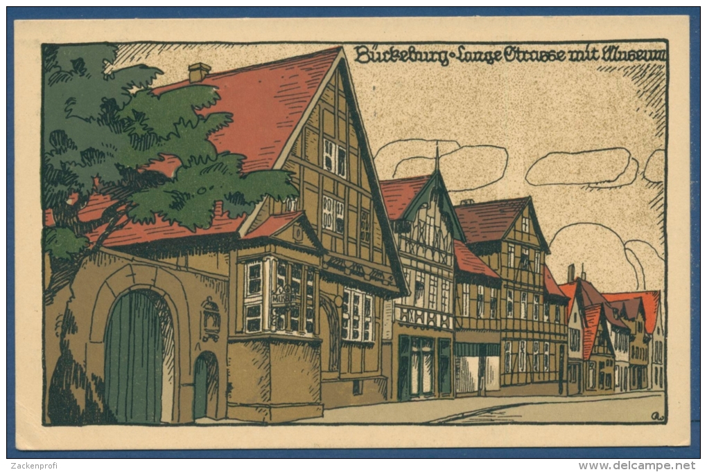 Bückeburg Altstadt Lange Straße Mit Museum, Gelaufen 1939 (AK456) - Bückeburg