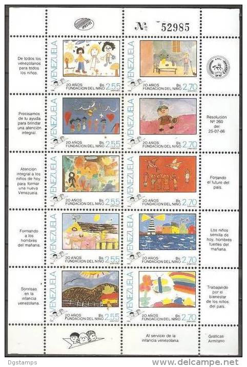 Venezuela 1986 ** YT1261-70. 20 Años Fundación Del Niño. Pintura Infantil. See Desc. - Venezuela