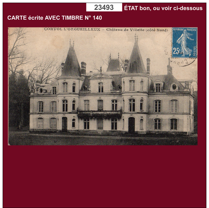 23493 CPA CPM CPSM Carte Postale CORVOL L ORGUEILLEUX CHATEAU DE VILLETTE - Sonstige & Ohne Zuordnung