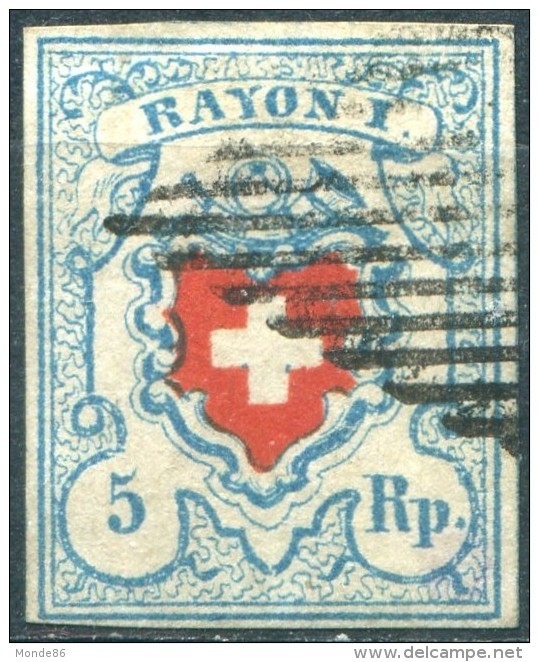 SUISSE - N° 14a (o)…bleu Clair…superbe - 1843-1852 Federal & Cantonal Stamps