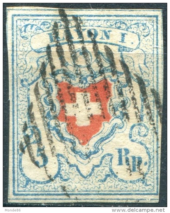 SUISSE - N° 14a (o)…bleu Clair…très Frais - 1843-1852 Federale & Kantonnale Postzegels