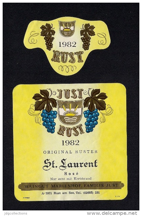 # ST.LAURENT ROSE´ 1982 JUST RUST AM SEE AUSTRIA  Wine Label Wein Vino Vin Etiquette Etiqueta Etikett - Sonstige & Ohne Zuordnung