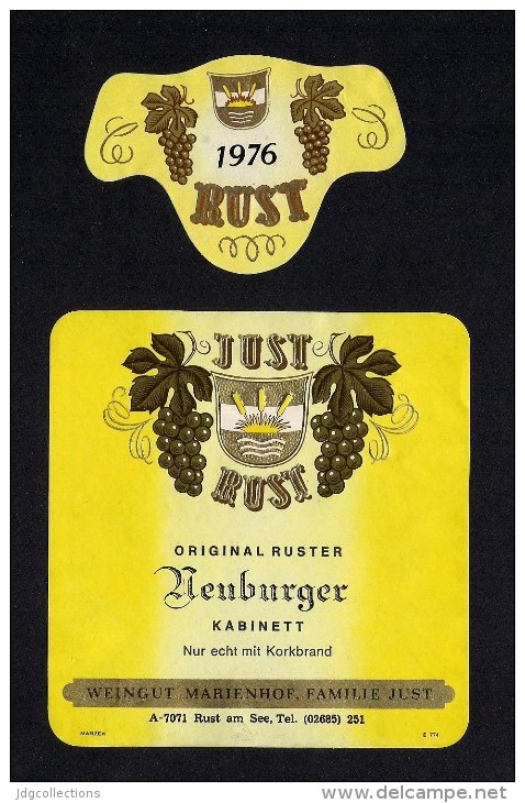 # NEUBURGER 1976 JUST RUST AM SEE AUSTRIA  Wine Label Wein Vino Vin Etiquette Etiqueta Etikett - Sonstige & Ohne Zuordnung