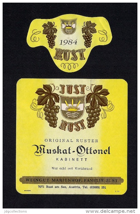 # MUSKAT OTTONEL 1984 JUST RUST AM SEE AUSTRIA  Wine Label Wein Vino Vin Etiquette Etiqueta Etikett - Sonstige & Ohne Zuordnung