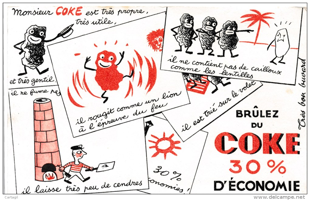 Buvard (format 135 X 210mm)  - B1758 à B1760 - Promotion Coke - (non Utilisé ) - Cachet Gaz De France Nancy Au Verso - C