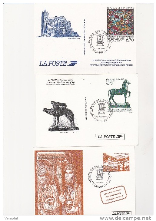 3 E2001NTIERS POSTAUX -CARTES POSTALES REPIQUAGES - 1994-1996-2001 - Official Stationery