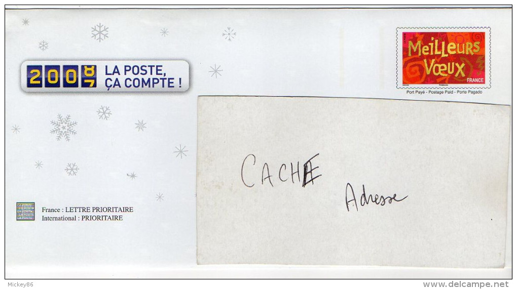 PAP--2007-08--Hors Commerce--Meilleurs Voeux "La Poste ,ça Compte! "--PAP Neuf Et Sa Carte--adressé Et Non Envoyé - PAP : Altri (1995-...)