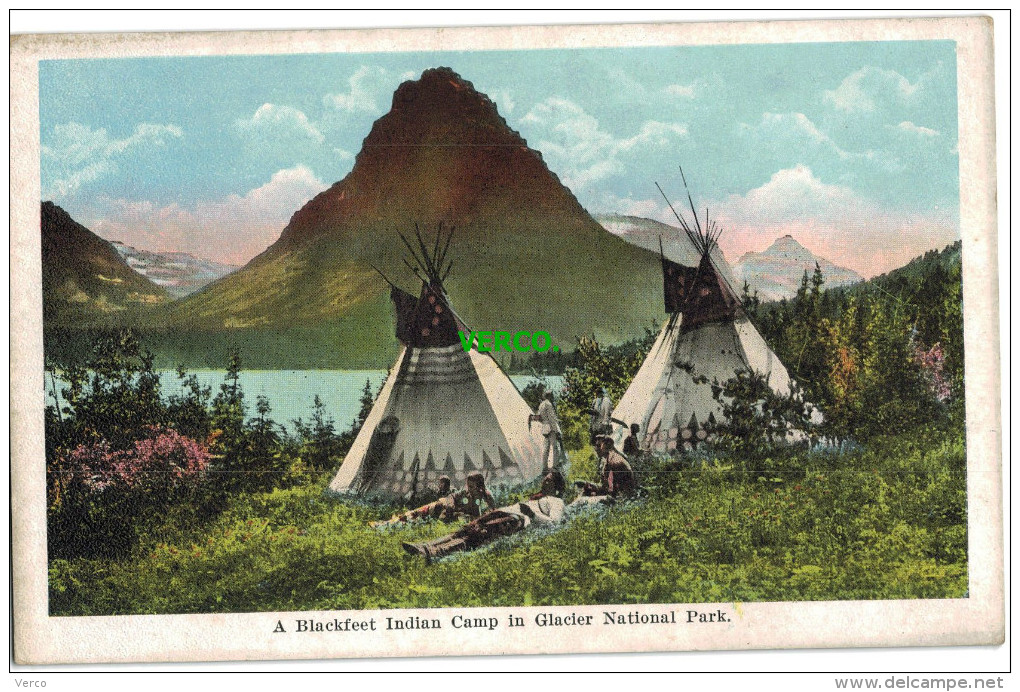 Carte Postale Ancienne De A BLACKFEET INDIAN CAMP IN GLACIER NATIONAL PARK - Autres & Non Classés