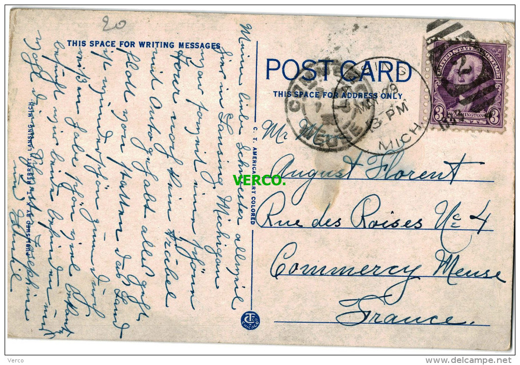 Carte Postale Ancienne De LANSING – CITY HALL, POST OFFICE AND Y.M.C.A. - Lansing