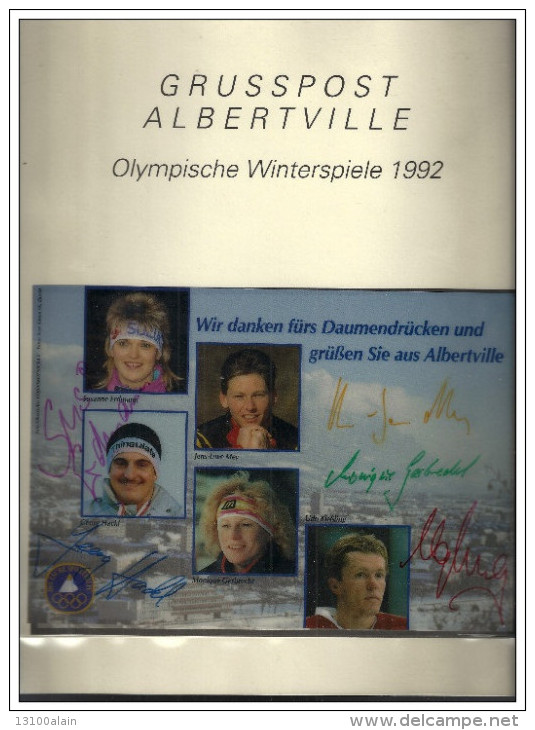 SPORTS D'HIVER OLYMPISCHE WINTERSPIELE JO ALBERTVILLE 1992 PHOTO AUTOGRAPHES EQUIPE ALLEMAGNE SKI JEUX OLYMPIQUES - Sports D'hiver