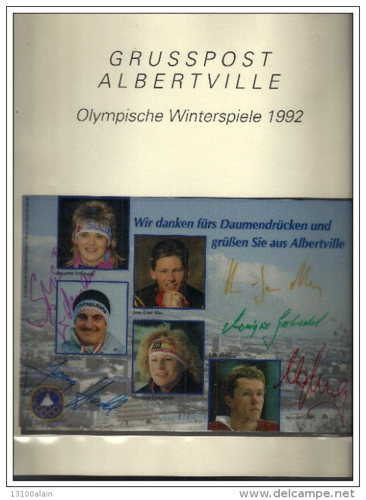 SPORTS D'HIVER OLYMPISCHE WINTERSPIELE JO ALBERTVILLE 1992 PHOTO AUTOGRAPHES EQUIPE ALLEMAGNE SKI JEUX OLYMPIQUES - Winter Sports