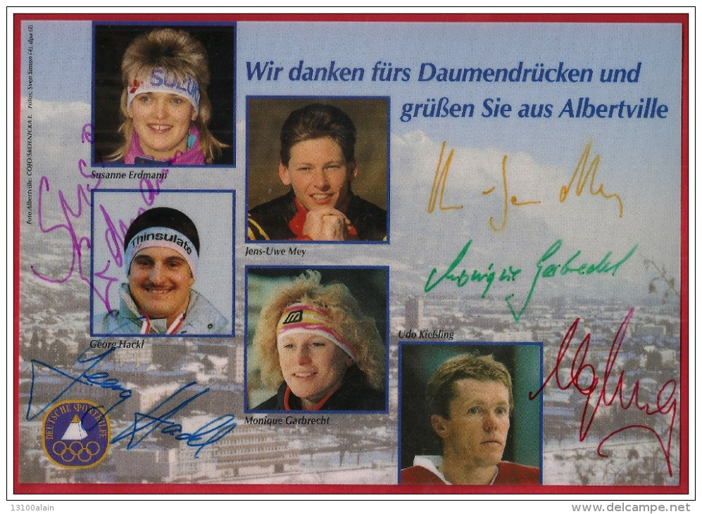 SPORTS D'HIVER OLYMPISCHE WINTERSPIELE JO ALBERTVILLE 1992 PHOTO AUTOGRAPHES EQUIPE ALLEMAGNE SKI JEUX OLYMPIQUES - Winter Sports