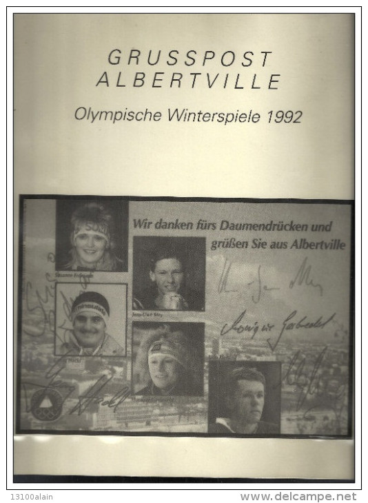SPORTS D'HIVER OLYMPISCHE WINTERSPIELE JO ALBERTVILLE 1992 PHOTO AUTOGRAPHES EQUIPE ALLEMAGNE SKI JEUX OLYMPIQUES - Winter Sports