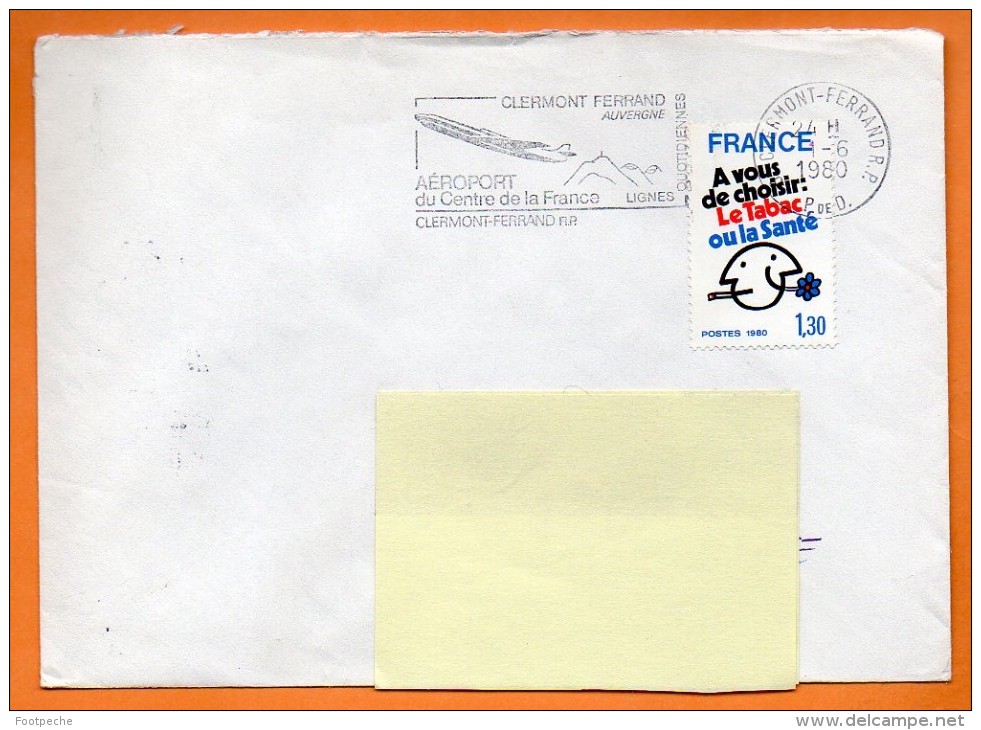 63 CLERMONT FERRAND   AEROPORT  1 / 6 / 1980 Lettre Entière N° T 66 - Mechanical Postmarks (Advertisement)