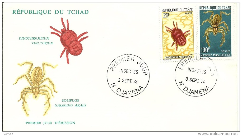 3 Enveloppes FDC TCHAD ¤ INSECTES   Série De 6 Timbres  1974 - Sonstige & Ohne Zuordnung