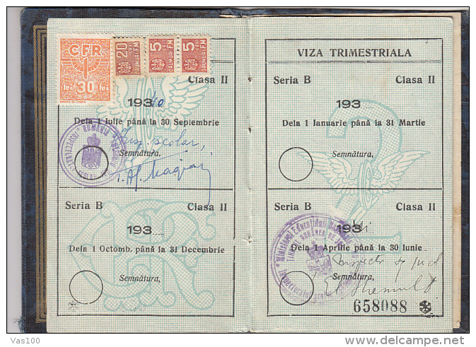 RAILWAY DISCOUNT VOUCHER, PICTURE ID BOOK, STAMPS, 8 PAGES, 1940, ROMANIA - Monde