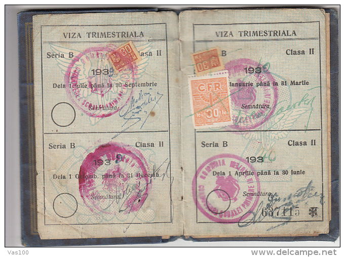 RAILWAY DISCOUNT VOUCHER, PICTURE ID BOOK, STAMPS, 8 PAGES, 1939, ROMANIA - Europe