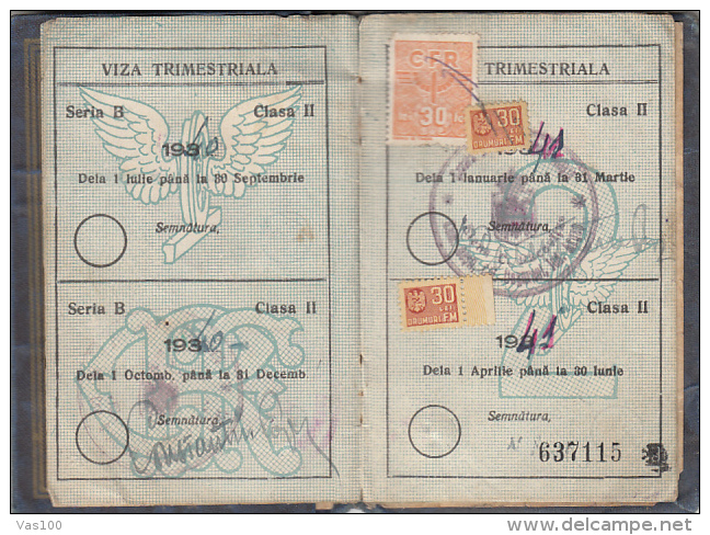 RAILWAY DISCOUNT VOUCHER, PICTURE ID BOOK, STAMPS, 8 PAGES, 1939, ROMANIA - Europa