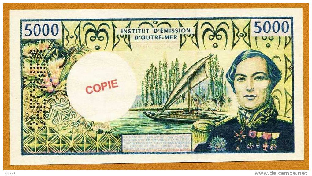 Copie/Fac-similé 5000F "BOUGAINVILLE" Specimen  UNC - Papeete (Polynésie Française 1914-1985)